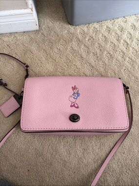 Coach Pink Pebbled Leather Crossbody with Daisy Duck Motif
